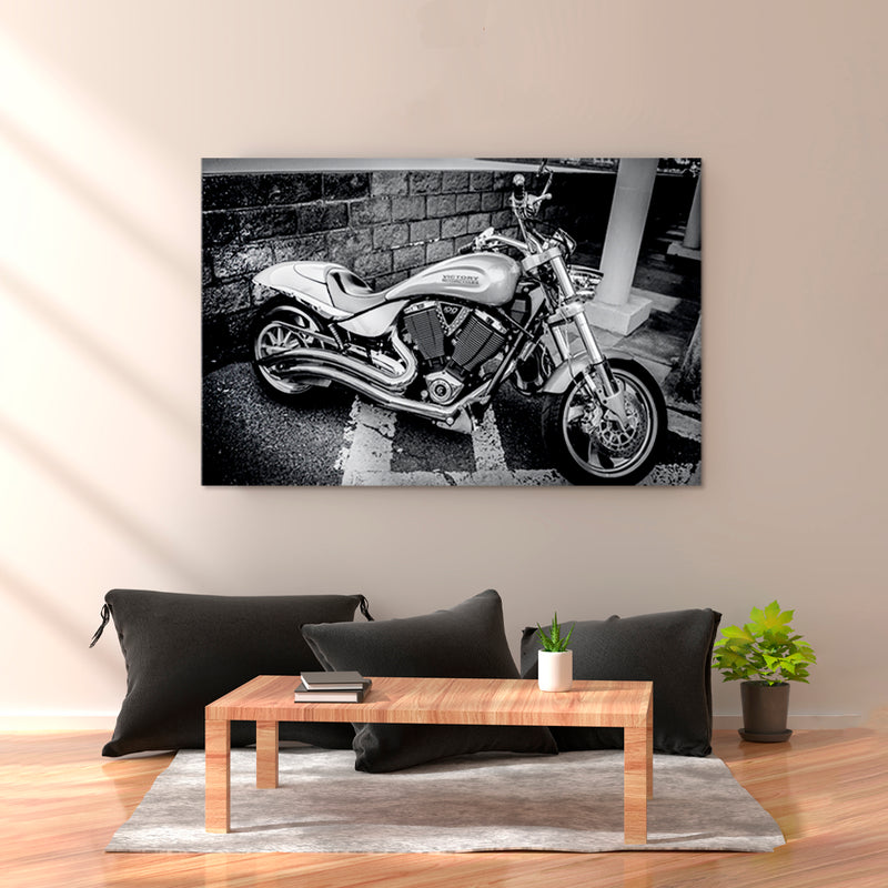 Cuadro Decorativo, Motocicleta Victory blanco y negro