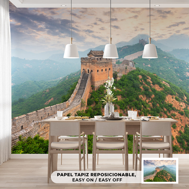 Cuadro Decorativo Monumento, La Muralla China sobre montaña