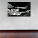 Cuadro Decorativo Blanco y negro, músico baterista