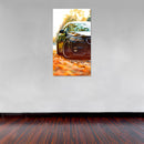 Cuadro Decorativo Carro negro sobre las hojas