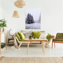 Cuadro Decorativo Invierno, pinos congelados en avenida