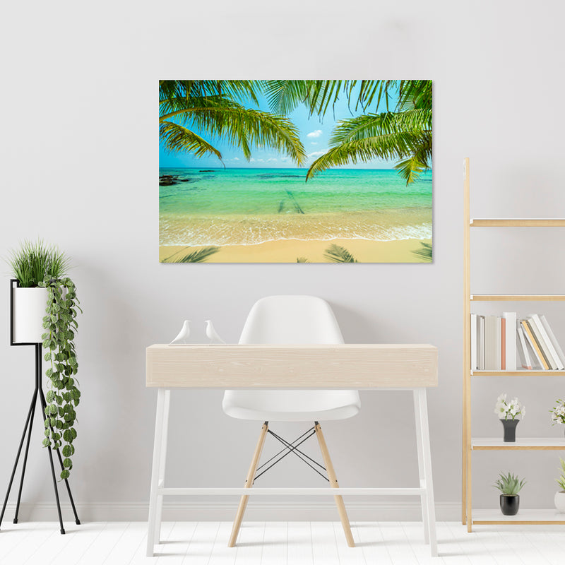 Cuadro Decorativo, playa turquesa y palmeras