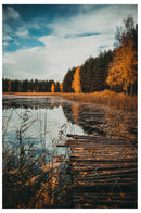 Decorativo Otoño, muelle de madera