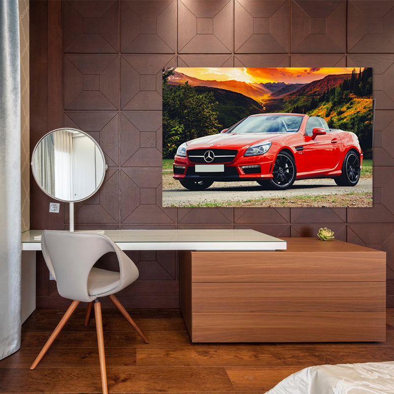 Cuadro Decorativo Mercedez Benz rojo, paisaje