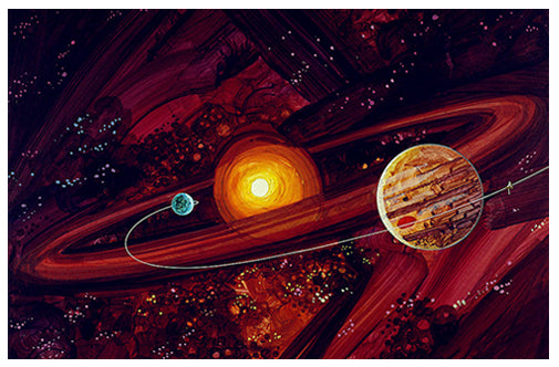 Cuadro Decorativo Espacial Saturno y Júpiter abstracto