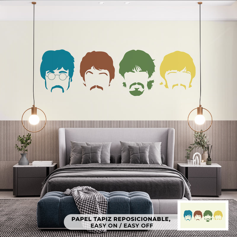 Cuadro Decorativo Música, The Beatles, rostros abstractos