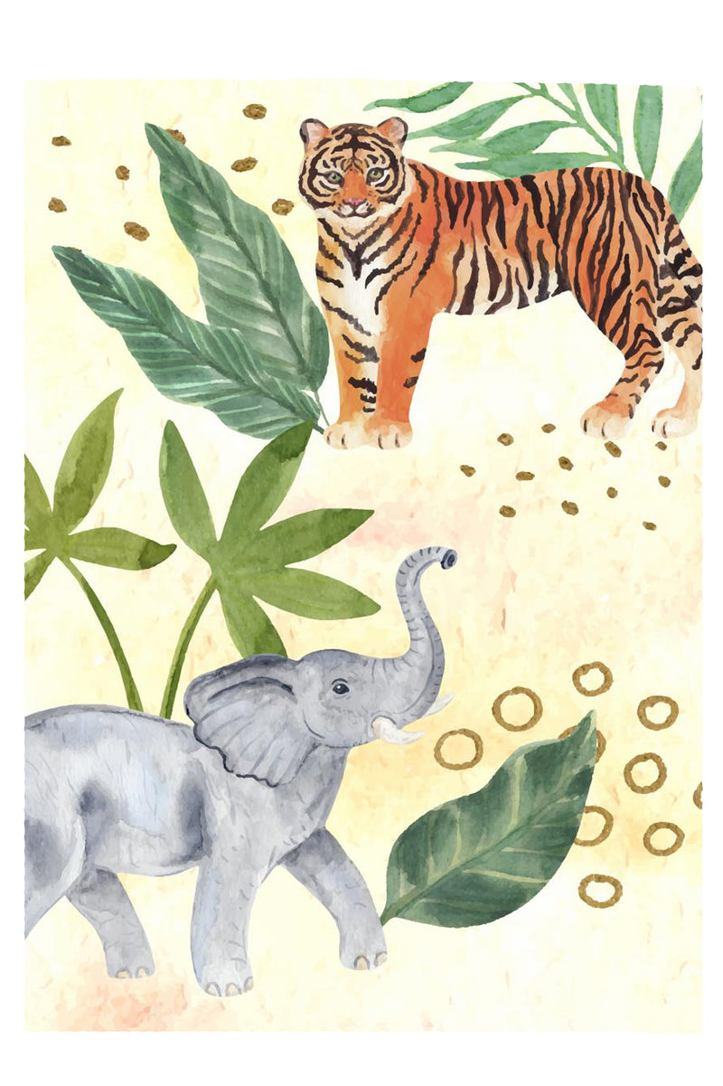Cuadro Decorativo Infantil Tigre y elefante