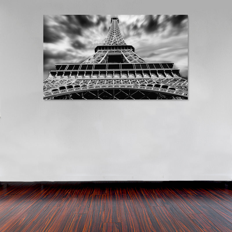 Cuadro Decorativo Torre Eiffel inferior, blanco y negro