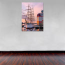 Cuadro Decorativo Velero en rojo atardecer