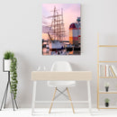 Cuadro Decorativo Velero en rojo atardecer