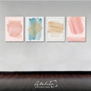 Set Decorativo 4 Cuadros Rosa Azul