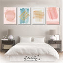 Set Decorativo 4 Cuadros Rosa Azul