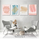 Set Decorativo 4 Cuadros Rosa Azul