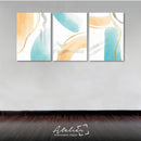 Set Decorativo 3 Cuadros Verde Amarillo