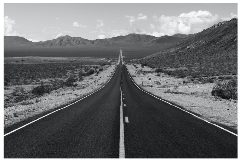 Cuadro Decorativo Blanco y negro, carretera paisaje horizontal